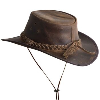 Chapeau de Cowboy Outback Antique en cuir de style australien en marron vintage 4