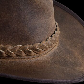 Chapeau de Cowboy Outback Antique en cuir de style australien en marron vintage 5