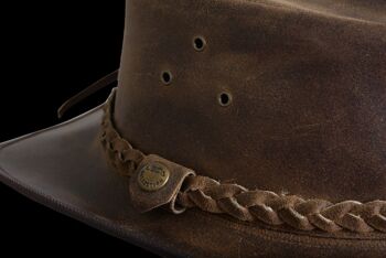 Chapeau de Cowboy Outback Antique en cuir de style australien en marron vintage 7