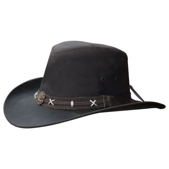 Chapeau Western Cowboy Bush en cuir marron de qualité supérieure en cuir australien - L 2