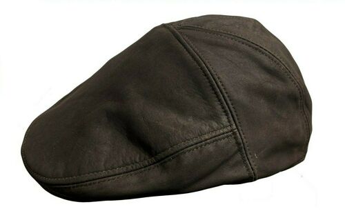 Brown Oiled Nubuck Leather Ivy Cap Golf Bunnet Newsboy Flat Gatsby 5 panel - S (55 - cm)