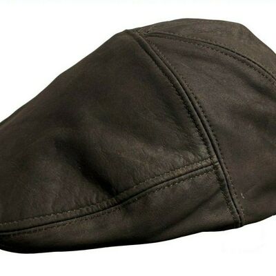 Brown Oiled Nubuck Leather Ivy Cap Golf Bunnet Newsboy Flat Gatsby 5 panel - L (59 - cm)