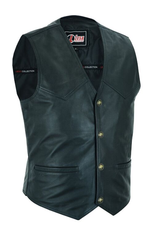 New Leather Motorcycle Biker Style Waistcoat Vest Black Fashion - M