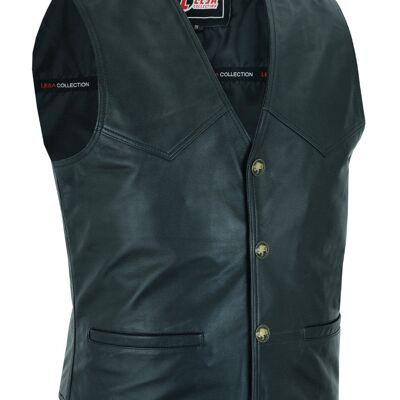 Nouveau gilet de moto en cuir style motard noir mode - 4XL