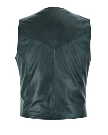 Nouveau gilet de moto en cuir style motard noir mode - 4XL 3