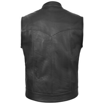 Gilet en cuir véritable pour homme Taille Plus SOA Moto Biker Cut off Vest - 8XL 4