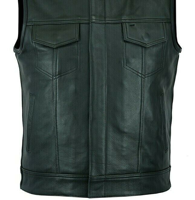 Buy wholesale Mens Real Leather Waistcoat Plus Size SOA Motorcycle