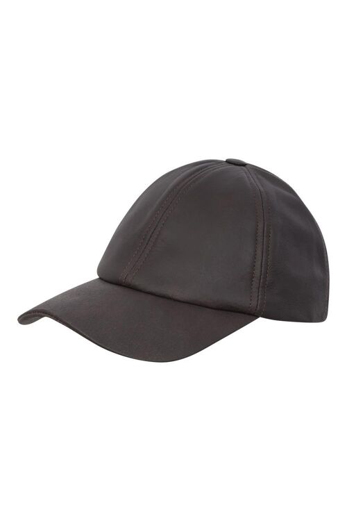 Mens Womens Baseball Cap Unisex Casual Plain Cap Brown Real Leather Hat