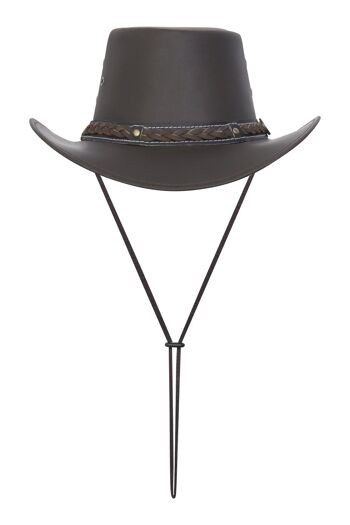 Chapeau en Cuir Aussie Bush Style Classique Western Outback Noir/Marron - XL - Marron 3