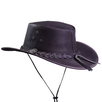 Nouveau cuir Cowboy Western Aussie Style Bush Hat Marron Hommes/Femmes - XS 2