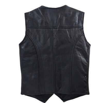 Gilet da moto da motociclista in vera pelle per bambini, nero, per bambini - XL