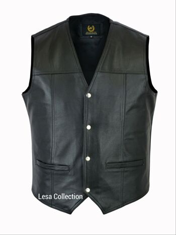 Gilet en cuir Biker Vest Moto Moto Gilet en cuir / Aigle en relief - S 4