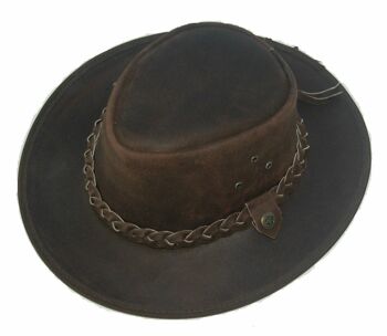 Chapeau de cow-boy en cuir marron pour enfant Taille unique 55 cm garçon/fille