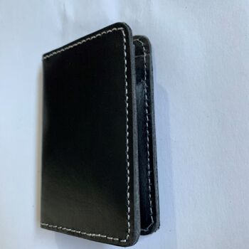 Portefeuille en cuir véritable pour hommes de luxe qualité ID porte-carte de crédit sac à main pochette noir 3