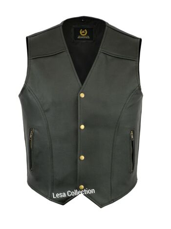 Gilet en cuir Biker Vest Moto Moto Gilet en cuir avec 2 poches zippées - 2XL 2