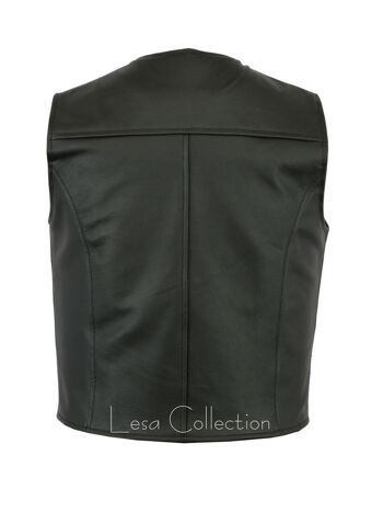 Gilet en cuir Biker Vest Moto Moto Gilet en cuir avec 2 poches zippées - 2XL 3