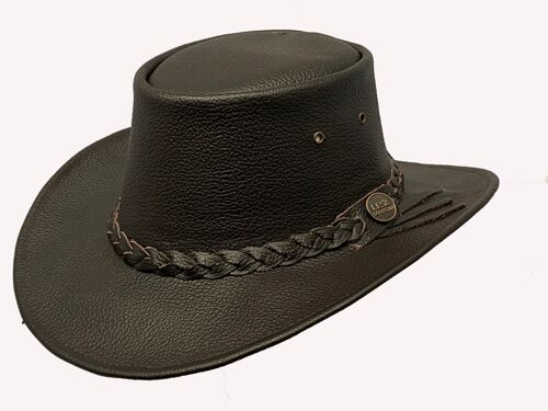 Australian Western Style Real Leather Crush able Bush Hat Cowboy Hat Brown - S
