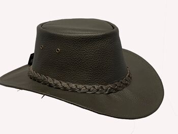 Chapeau de cowboy en cuir véritable de style occidental australien marron - L 3