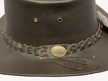 Chapeau de cowboy en cuir véritable de style occidental australien marron - L 4