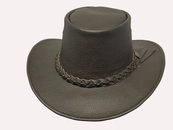 Chapeau de cowboy en cuir véritable de style occidental australien marron - L 6