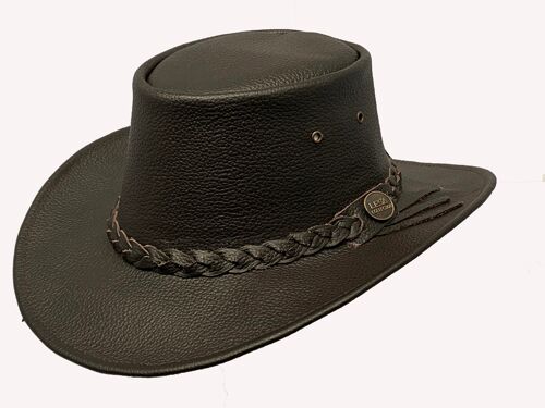 Australian Western Style Real Leather Crush able Bush Hat Cowboy Hat Brown - XL