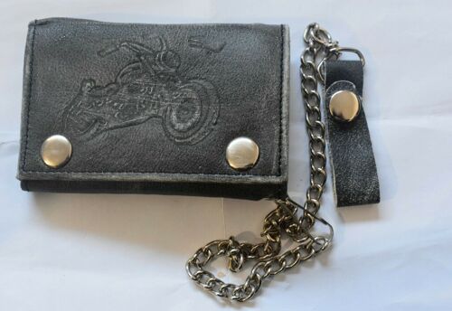 Mens Luxury Soft Quality Leather Biker Wallet Credit Card Holder Purse Black
