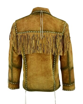 Veste en cuir suédé marron Western Cowboy pour homme avec franges - M (58 cm) 3