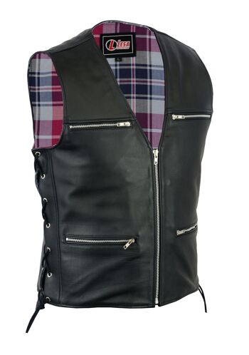 Gilet/gilet en cuir véritable pour motard pour homme - L 1