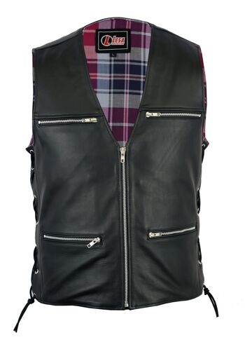 Gilet/gilet en cuir véritable pour motard pour homme - 6XL 2