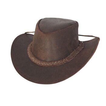 Chapeau de Cowboy en Cuir Australien Marron Outback Marron Unisexe - 2XL