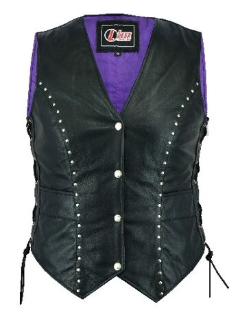 Nouveau Style Moto Biker Cuir Gilet Gilet Dames, Femmes - L 3