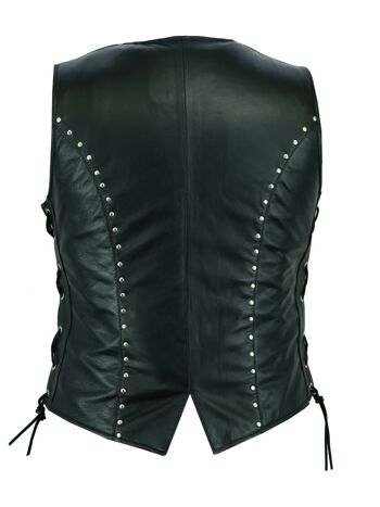 Nouveau style moto motard en cuir gilet gilet dames, femmes - XL 2