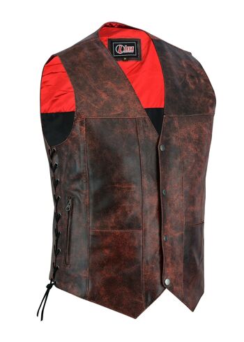 Gilet rouge en détresse pour homme style motard Gillette Vest-Top Quality - S 1