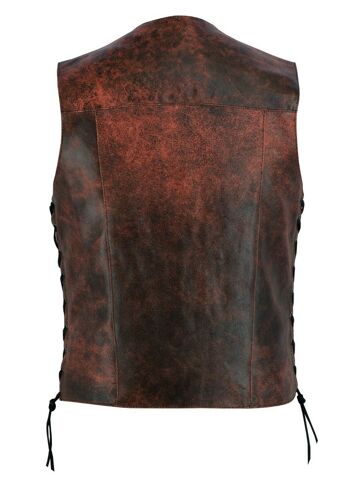 Gilet rouge en détresse pour homme style motard Gillette Vest-Top Quality - L 2