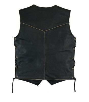 Gilet de motard en cuir véritable pour enfants avec lacets sur les côtés en détresse 2