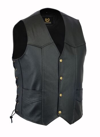 Gilet en cuir avec aigle en relief pour moto classique pour homme - S 4