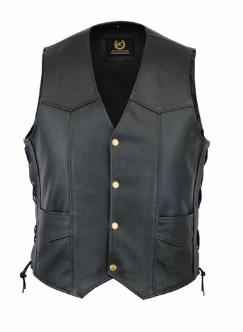 Gilet de moto classique en cuir avec aigle en relief pour homme - XL 3