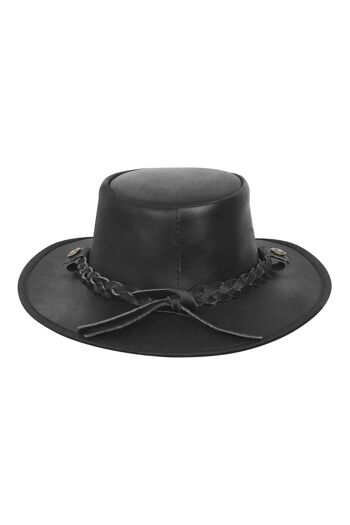 Chapeau Outback Austrailian Bush en cuir marron et noir avec mentonnière gratuite - L - Marron 3