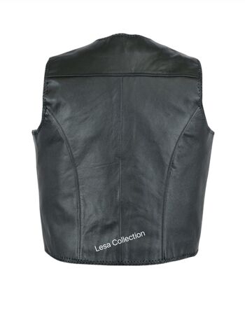 Gilet en Cuir Homme Biker Vest Tressé Avec Boucles Hameçon - M 5