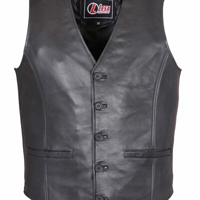 Men's Casual Party Black Fashion Classic Designer Real Soft Leather Waistcoat - S