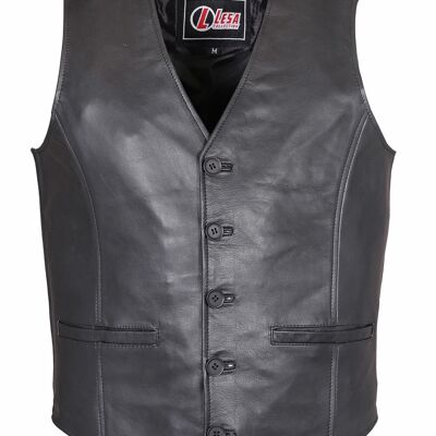 Gilet en cuir véritable souple de créateur de mode classique noir pour hommes - 2XL