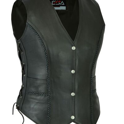 Gilet gilet intrecciato marrone scuro classico da donna con allacciatura laterale Gillette - M - marrone scuro