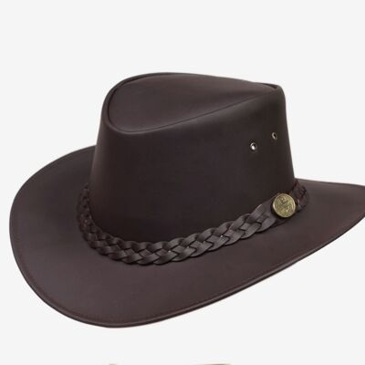 Australien Style Cuir Outback Bush Chapeau Homme Femme Marron - XS