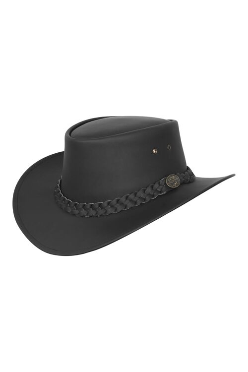 Australian Style Leather Bush Hat Cowboy Mens Womens Hat Black - S