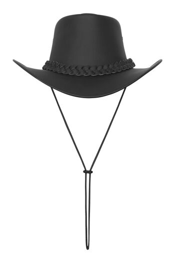 Chapeau de brousse en cuir de style australien Chapeau de cow-boy pour homme et femme Noir - M 3