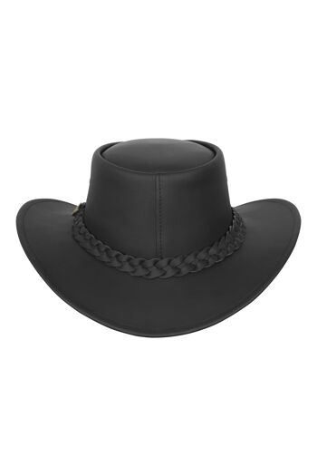 Chapeau de brousse en cuir de style australien Chapeau de cow-boy pour homme et femme Noir - M 4