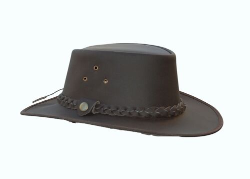 Outback Leather Cowboy hat Western Australian Style Bush Hat - S - Brown