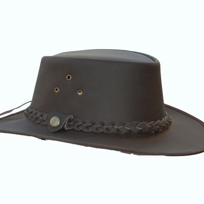 Cappello da cowboy in pelle Outback Cappello da cespuglio in stile australiano occidentale - S - Marrone