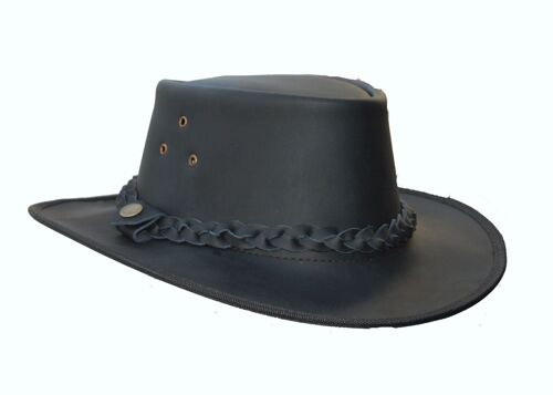 Outback Leather Cowboy hat Western Australian Style Bush Hat - M - Black