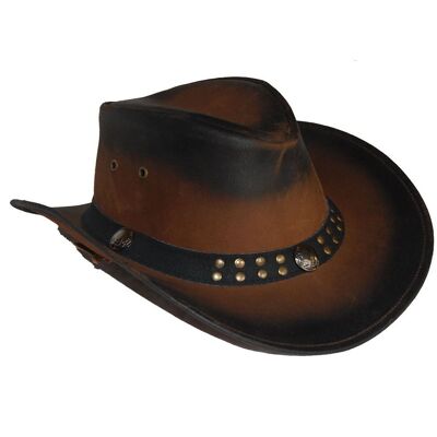 Leather Cowboy Bush Hat Western style Australian Style Hat - S